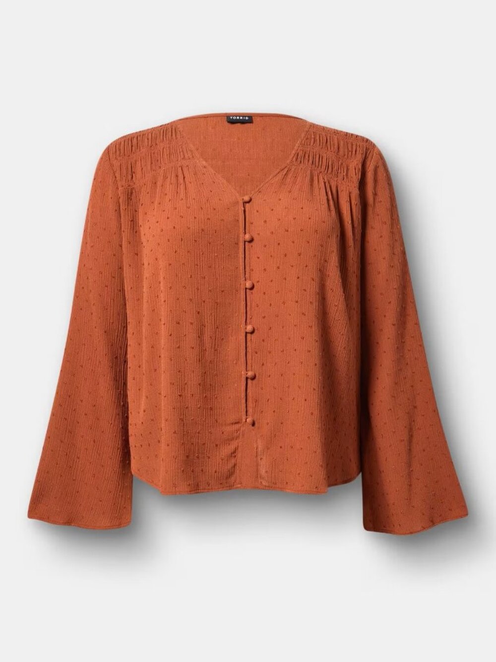 Torrid Rust Gauze Peasant Blouse Plus Size 1X Sequoia Boho Cottagecore Flowy NWT